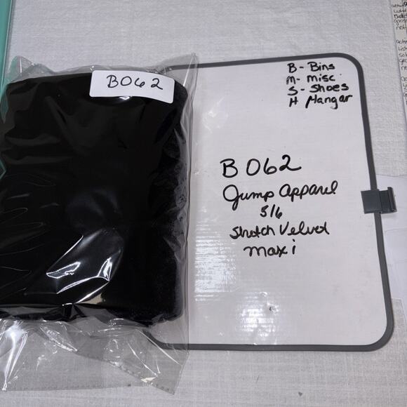 Vintage 90s Jump Black Stretch Velvet Spaghetti Strap Column Gown Back Vent 5/6 - Picture 13 of 13